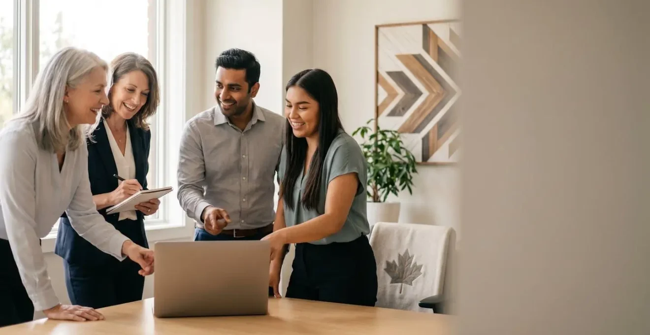 Professionnel canadien développant des compétences numériques dans un environnement de travail moderne