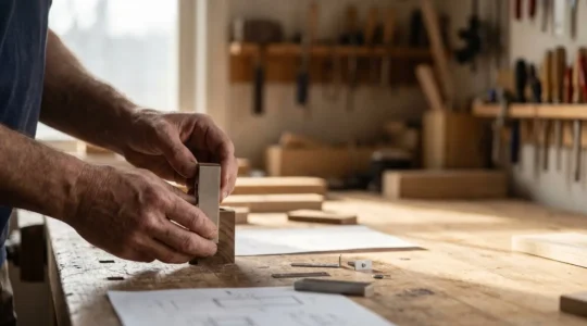 Entrepreneur travaillant sur un prototype dans un atelier de création au Canada