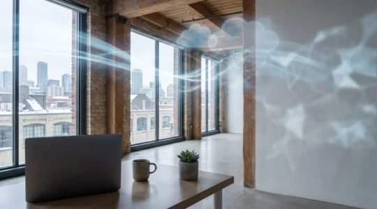 Environnement de bureau canadien moderne avec infrastructure cloud et transformation numérique