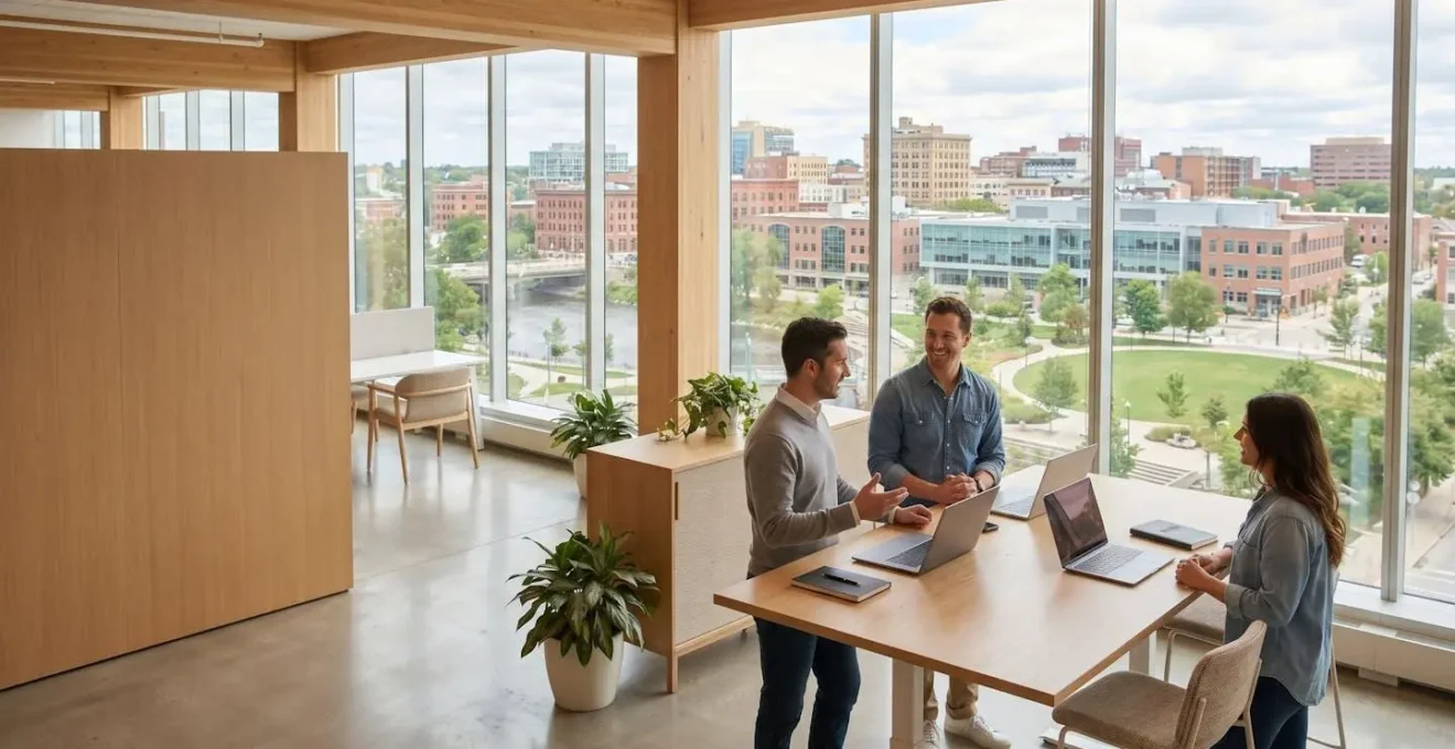 Environnement de travail moderne dans une PME canadienne en région