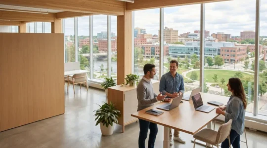 Environnement de travail moderne dans une PME canadienne en région