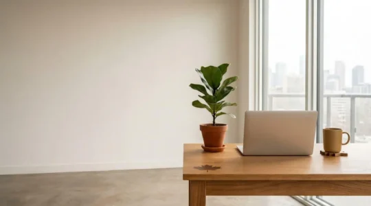 Environnement de travail flexible d'un freelance canadien illustrant l'équilibre entre productivité et bien-être